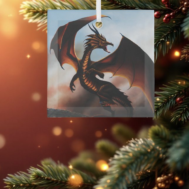 Amber Dragon Fantasy Glass Tree Decoration (Creator Uploaded)