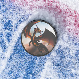 Amber Dragon Fantasy Hockey Puck