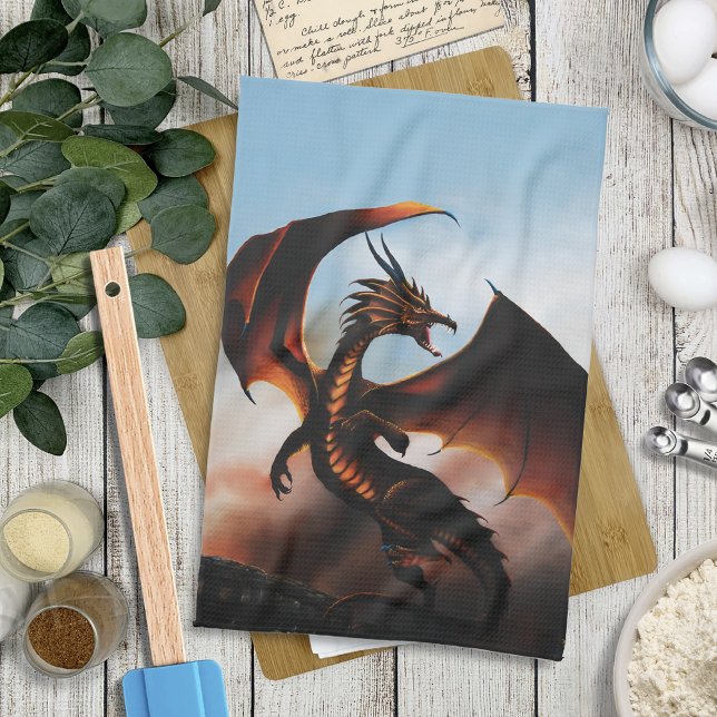 Amber Dragon Fantasy Tea Towel (Creator Uploaded)