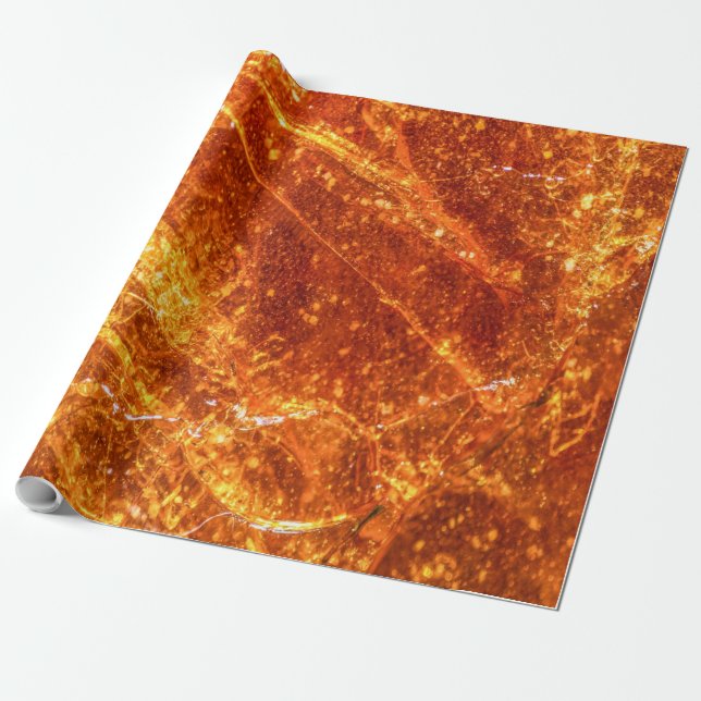 AMBER DROP GOLDEN YELLOW ABSTRACT PATTERN WRAPPING PAPER (Unrolled)