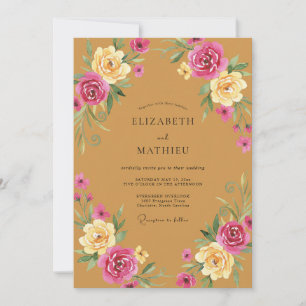 Amber Dusty Pink Blossom Wedding Invitation