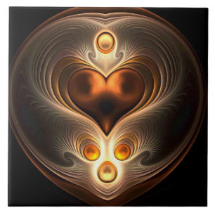 Amber Eternity Heart Ceramic Tile