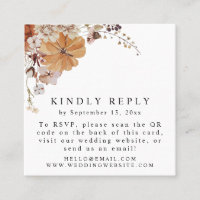 AMBER Fall Pumpkin Autumn QR Code RSVP Square Card