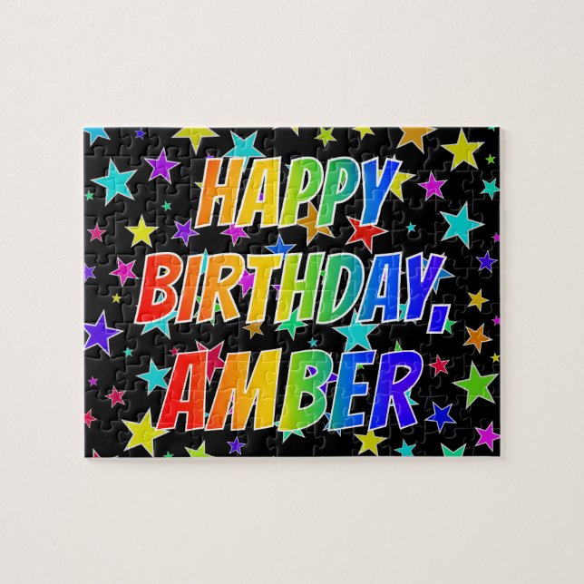 "AMBER" First Name, Fun "HAPPY BIRTHDAY" Jigsaw Puzzle (Horizontal)