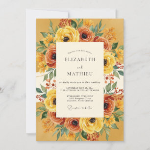 Amber Floral Autumn Wedding Invitation