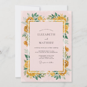 Amber Floral Border Wedding Invitation