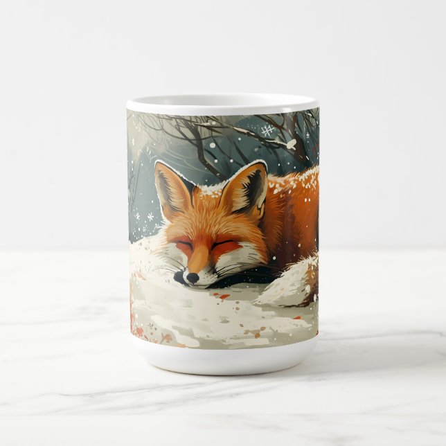 Amber Fox Asleep in Snow Coffee Mug (Center)
