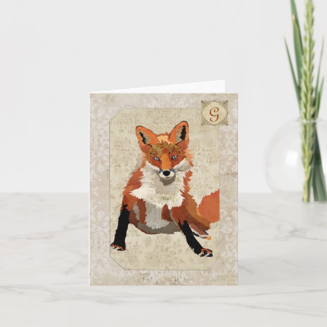 Amber Fox Monogram Notecard (Front)