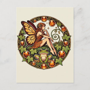 Amber Frog Fairy Holiday Postcard