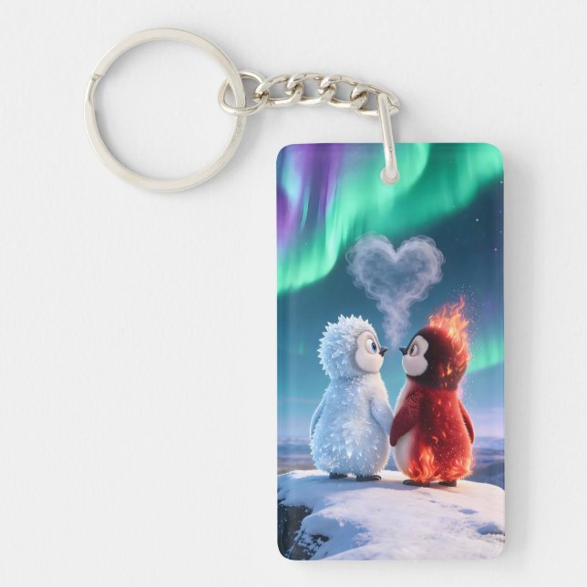 Amber & Frosty Aurora Magic Penguin Key Ring (Front)