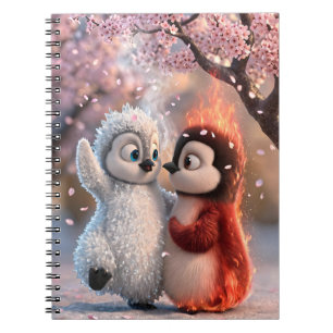 Amber & Frosty Cherry Blossom Penguin Notebook