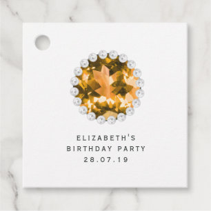 Amber Gemstone Luxury Tufted Faux Leather Favour Tags