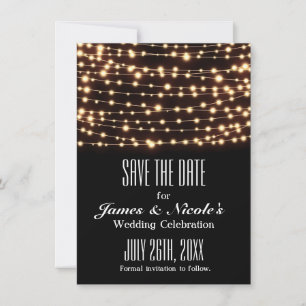 Amber Glow String Lights Save The Date Card