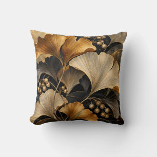 Amber Gold Ginkgo Leaf Fans Cushion
