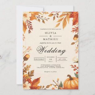 Amber Leaf Autumn Arch Wedding Invitation