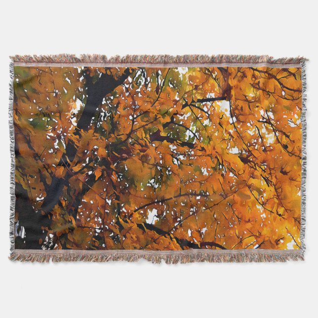 Amber Leaves of Fall Throw Blanket (Front)