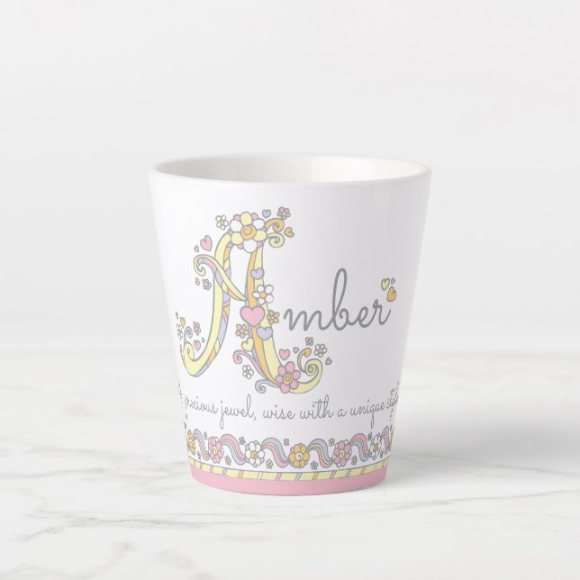 Amber letter A name meaning monogram Latte Mug (Front)