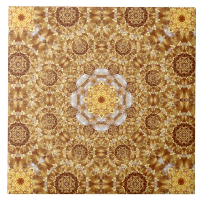 Amber Mandala Ceramic Tile (Front)