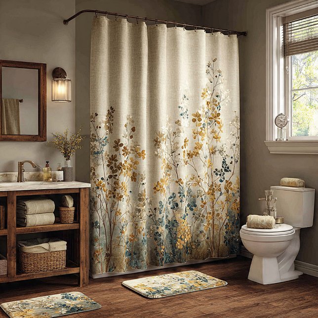 Amber meadow floral shower curtain (Creator Uploaded)