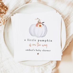 AMBER Modern Rustic Little Pumpkin Baby Shower Napkin