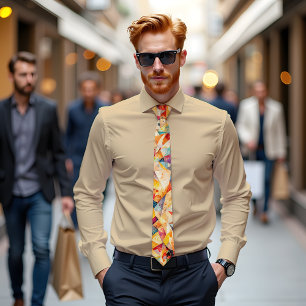 Amber Mosaic Abstract Art Tie