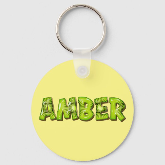 Amber Name Kiwi Design Keychain (Front)