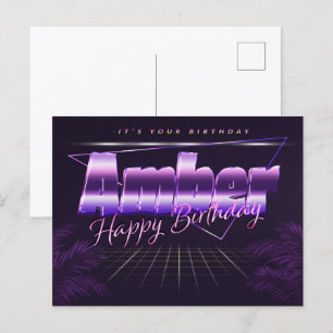 Amber Name Vorname lila Postkarte Geburtstag Postcard