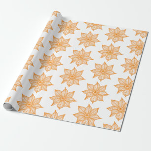 Amber on White Sketchy Flowers Wrapping Paper