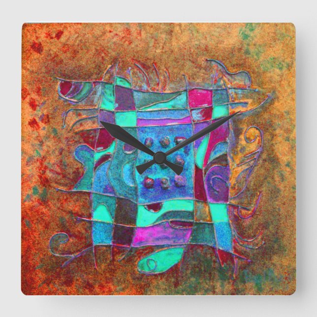 ”Amber Opening” by Paul Buică Square Wall Clock (Front)