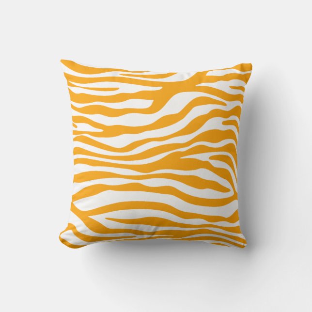 Amber Orange Zebra Animal Print Cushion (Front)