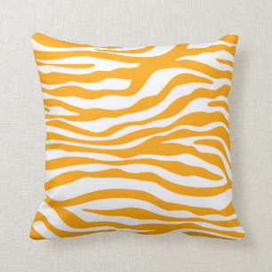 Amber Orange Zebra Animal Print Cushion