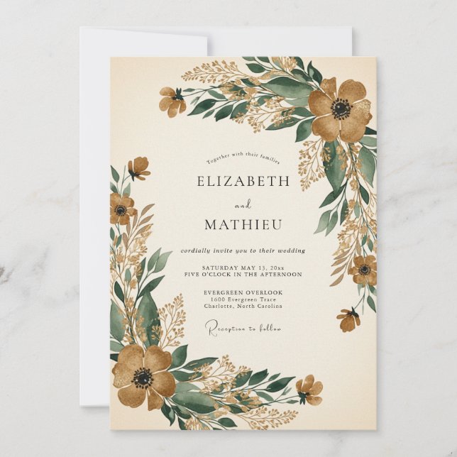 Amber Ornate Autumnal Wedding Invitation (Front)
