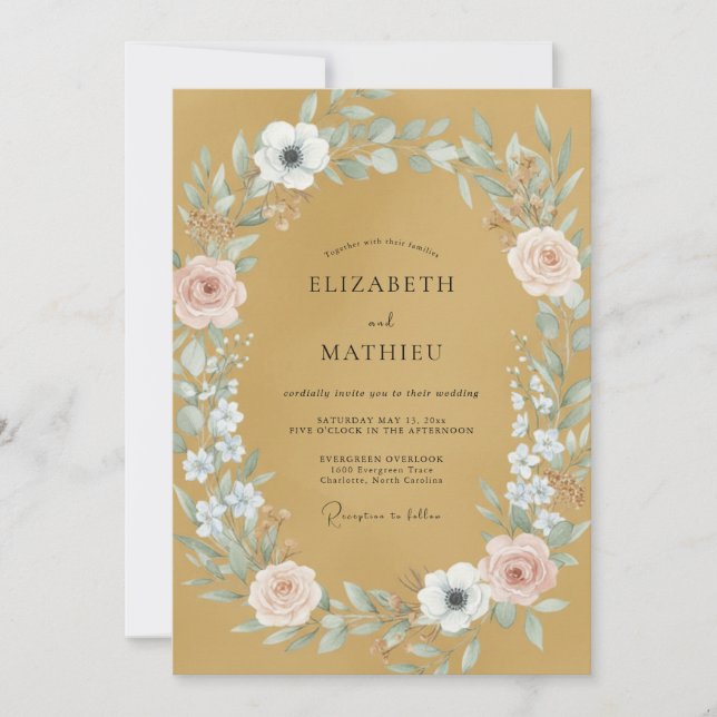 Amber Painted Foliage Wedding Invitation (Front)