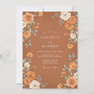 Amber Painterly Blossom Wedding Invitation