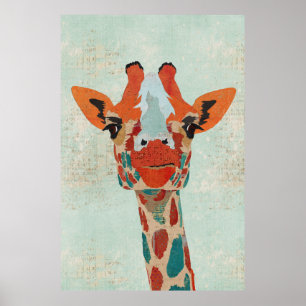 Amber Peeking Giraffe Art Poster