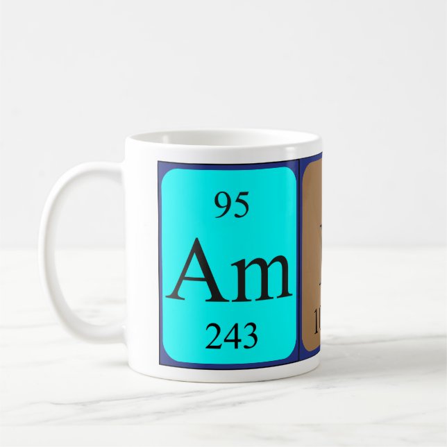 Amber periodic table name mug (Left)