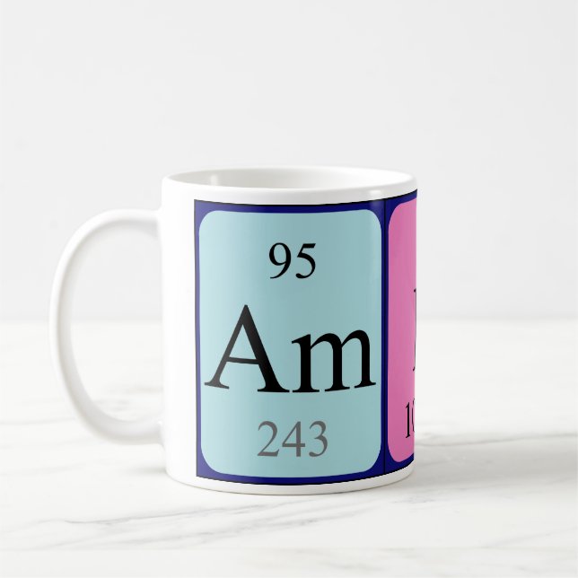 Amber periodic table name mug (Left)
