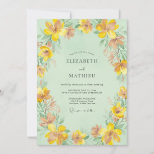 Amber Petal Mint Wedding Invitation