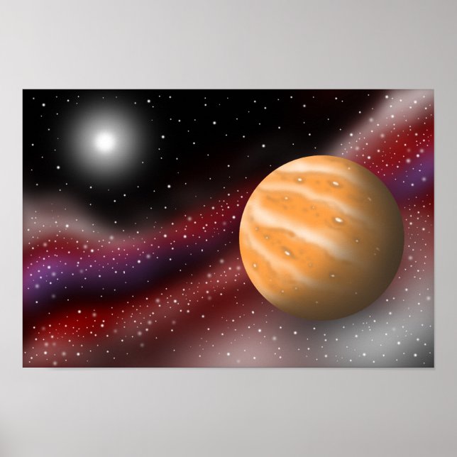 Amber planets floating in the galaxy. poster (Front)