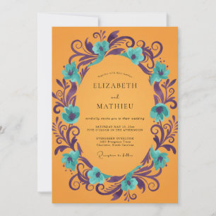 Amber Plum Poppy Wedding Invitation