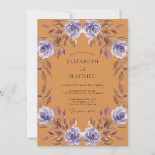 Amber Purple Painted Wedding Invitation