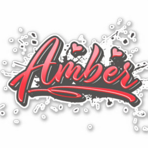 Amber red Heart Graffiti Sticker