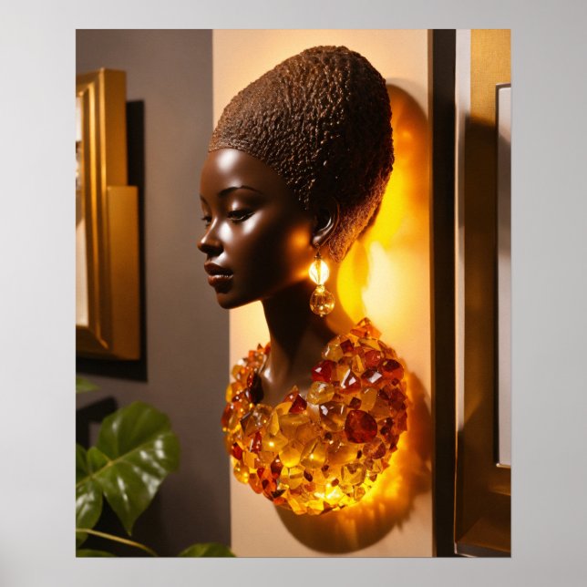 Amber Resin Sculpture – Elegant Wall Sconce Poster (Front)
