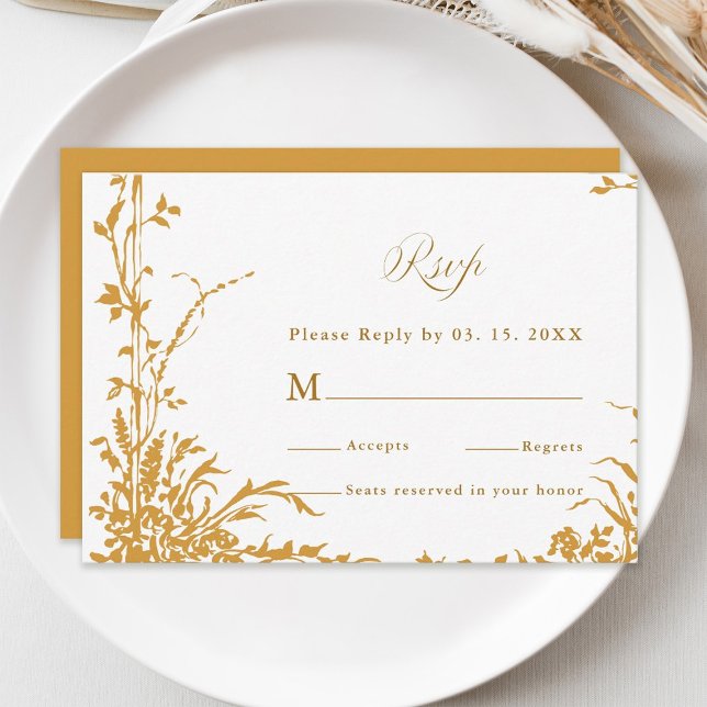 Amber Romantic Botanical Garden Wedding RSVP Card (Creator Uploaded)