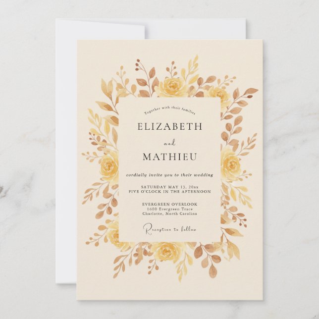 Amber Soft Floral Romance Wedding Invitation (Front)