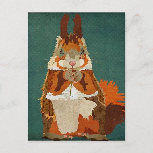 Amber Squirrel Retro Postcard (Front)