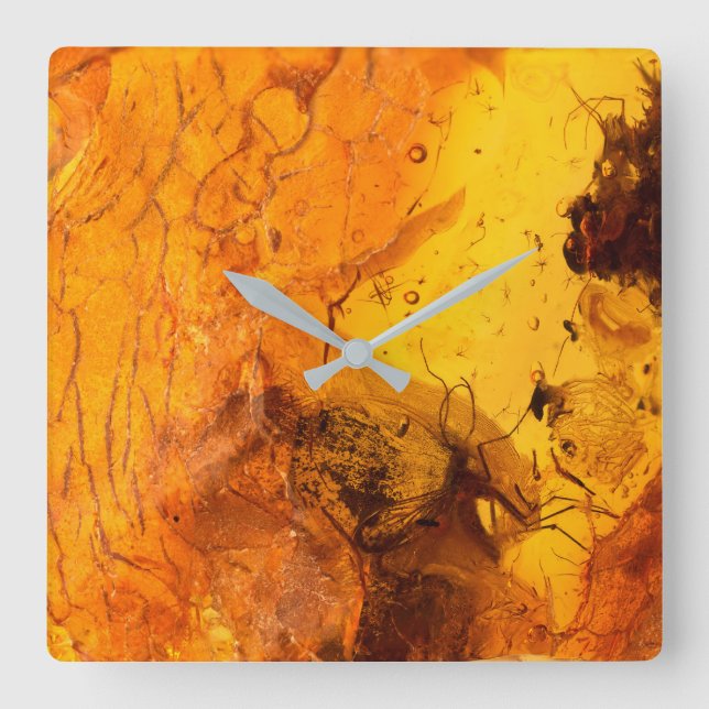 Amber stone texture background square wall clock (Front)