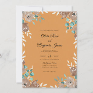 Amber Teal Vine Wedding Invitation