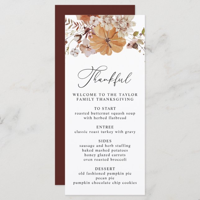 AMBER thanksgiving dinner rustic menu template (Front/Back)