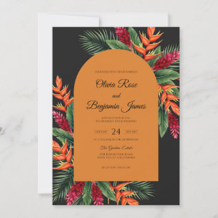 Amber Tropical Ginger Eucalyptus Wedding Invitation